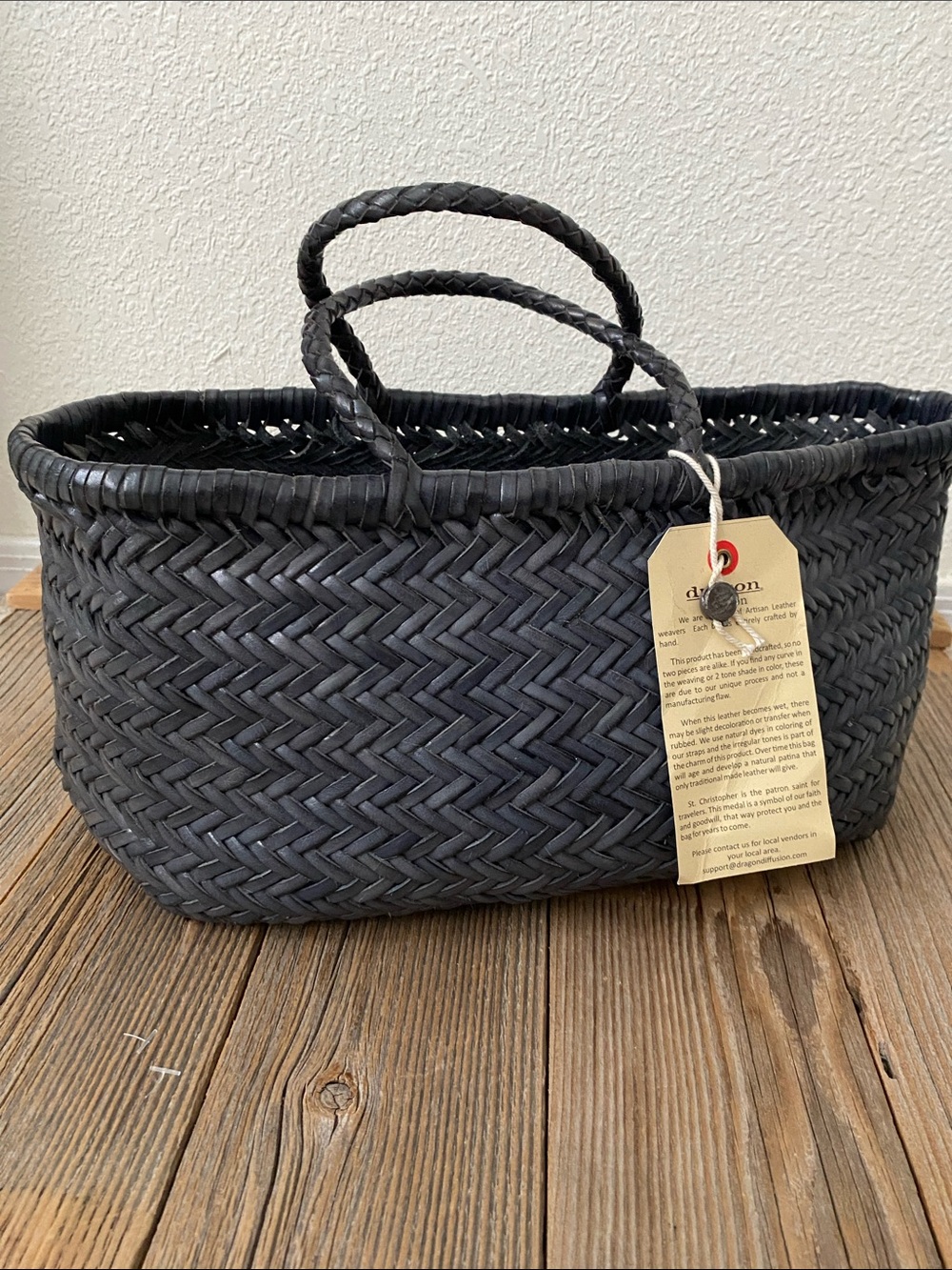 Dragon Diffusion Triple Jump Small Marine Woven Leather Bag. NWT.